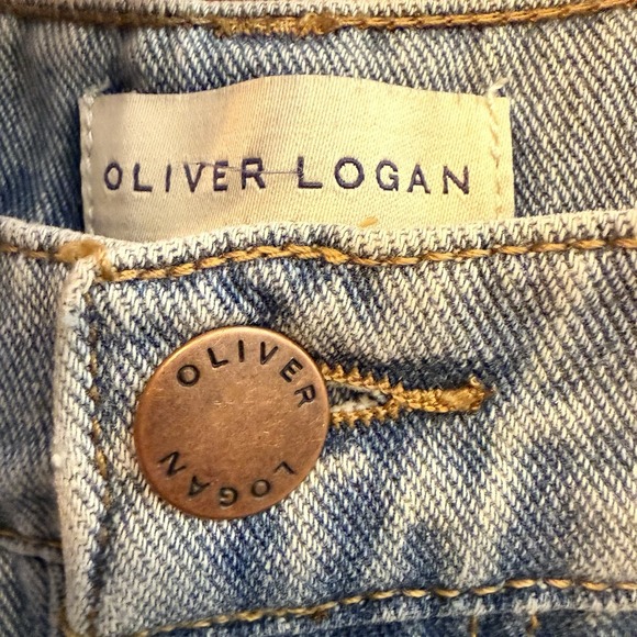 Oliver Logan Thompson Wide Leg Jeans Light Wash Blue Pleated High Rise 26 NEW - Picture 6 of 13